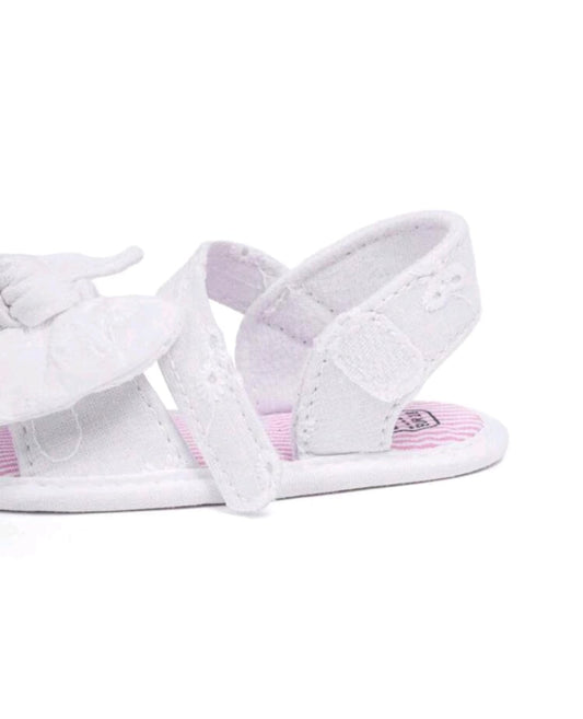 White Bow Sandals with Pink Inner
