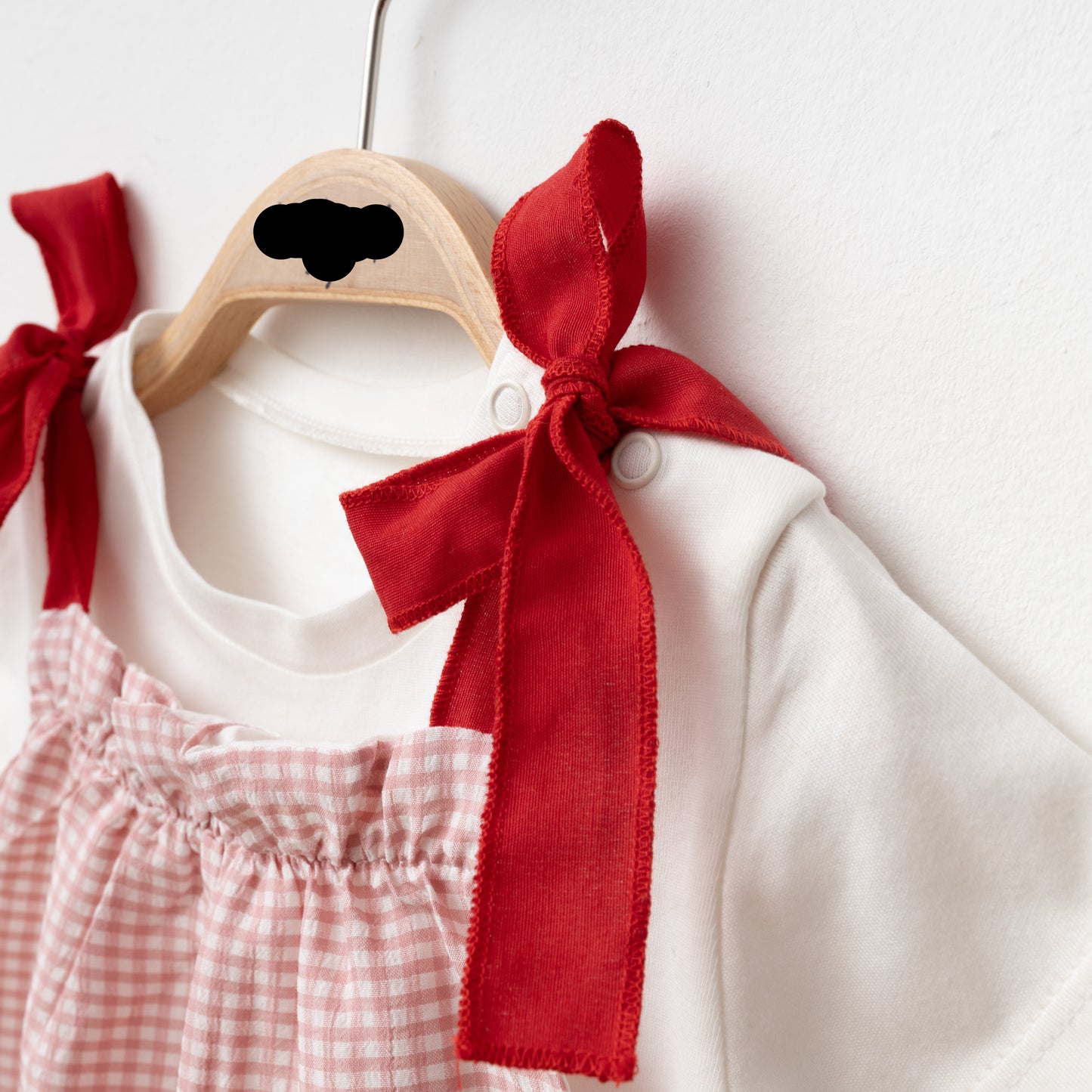 Strawberry Basket Romper with White Tshirt - Blue/Pink - 6-24M