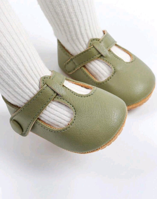 T-Strap Ballerina - Olive Green