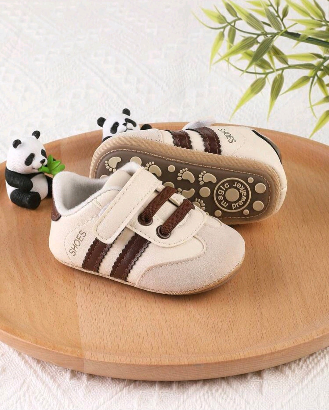 Sneakers with Coffee Brown Stripes