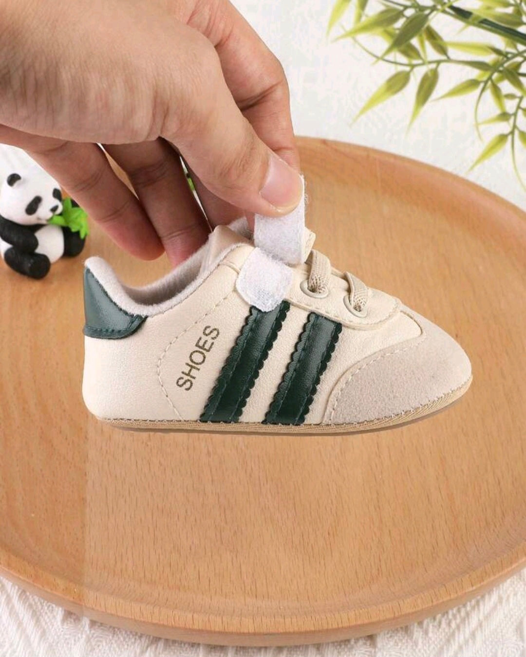 Sneakers with Dark Green Stripes