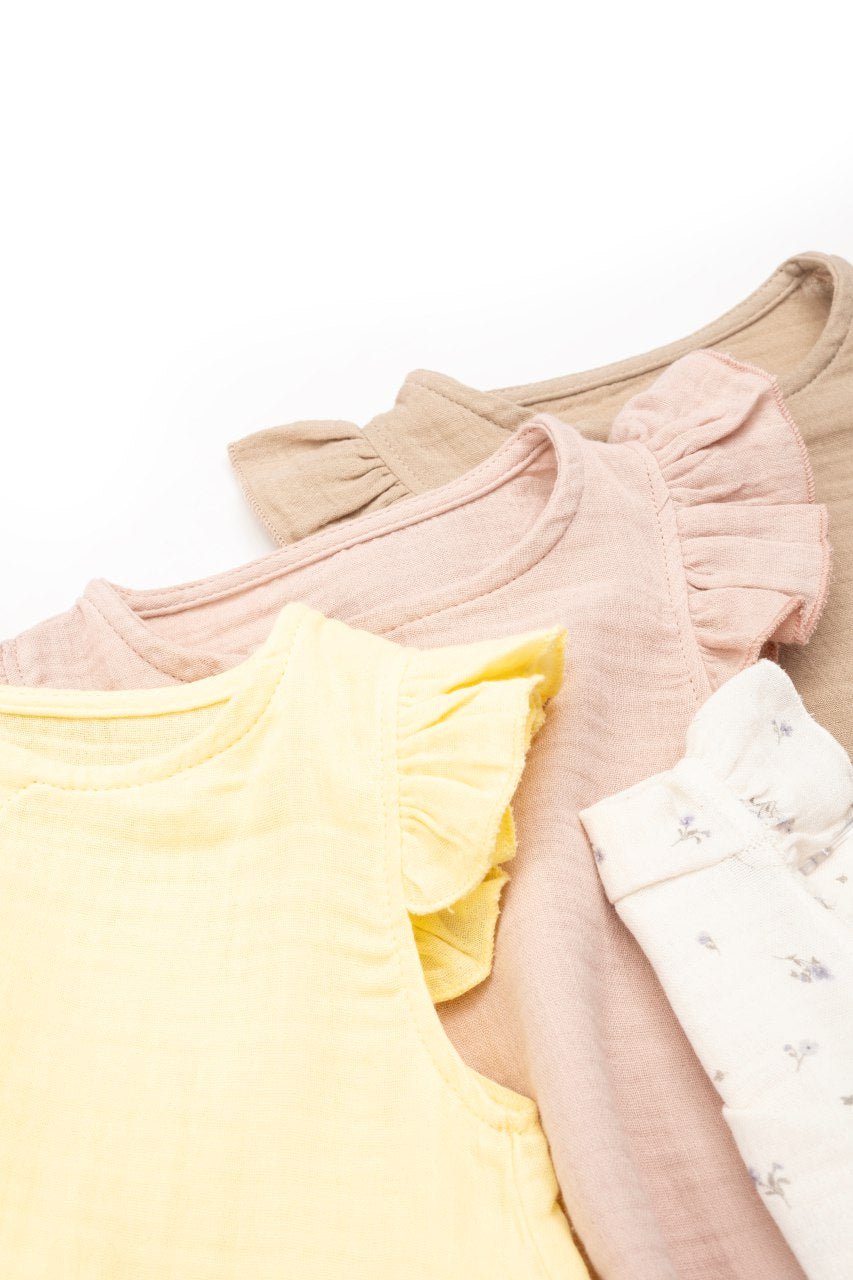Muslin Flutter-Sleeve Baby Romper