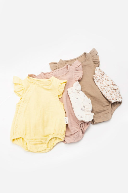 Muslin Flutter-Sleeve Baby Romper