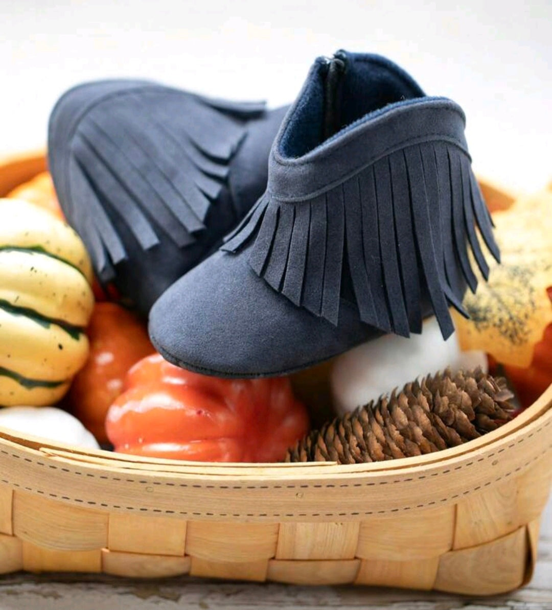 Cowboy Style Ankle Boots - Navy Blue