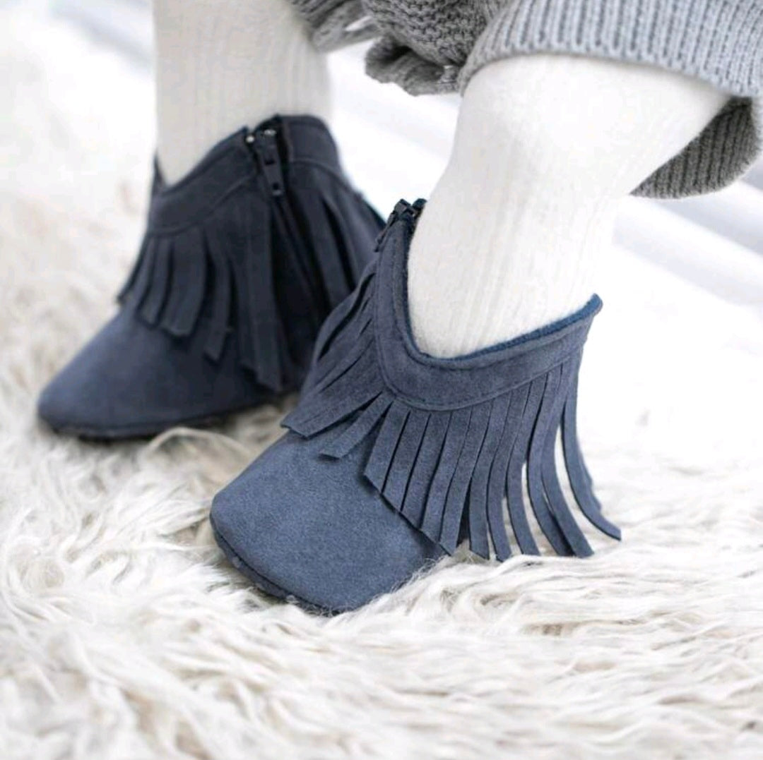 Cowboy Style Ankle Boots - Navy Blue
