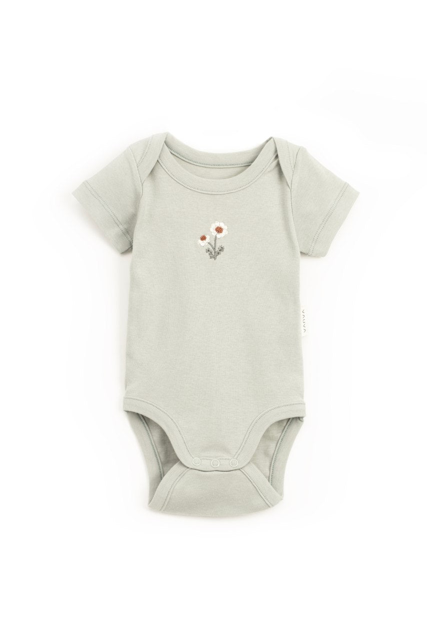 Organic Cotton Embroidered Baby Bodysuits – Set of 4