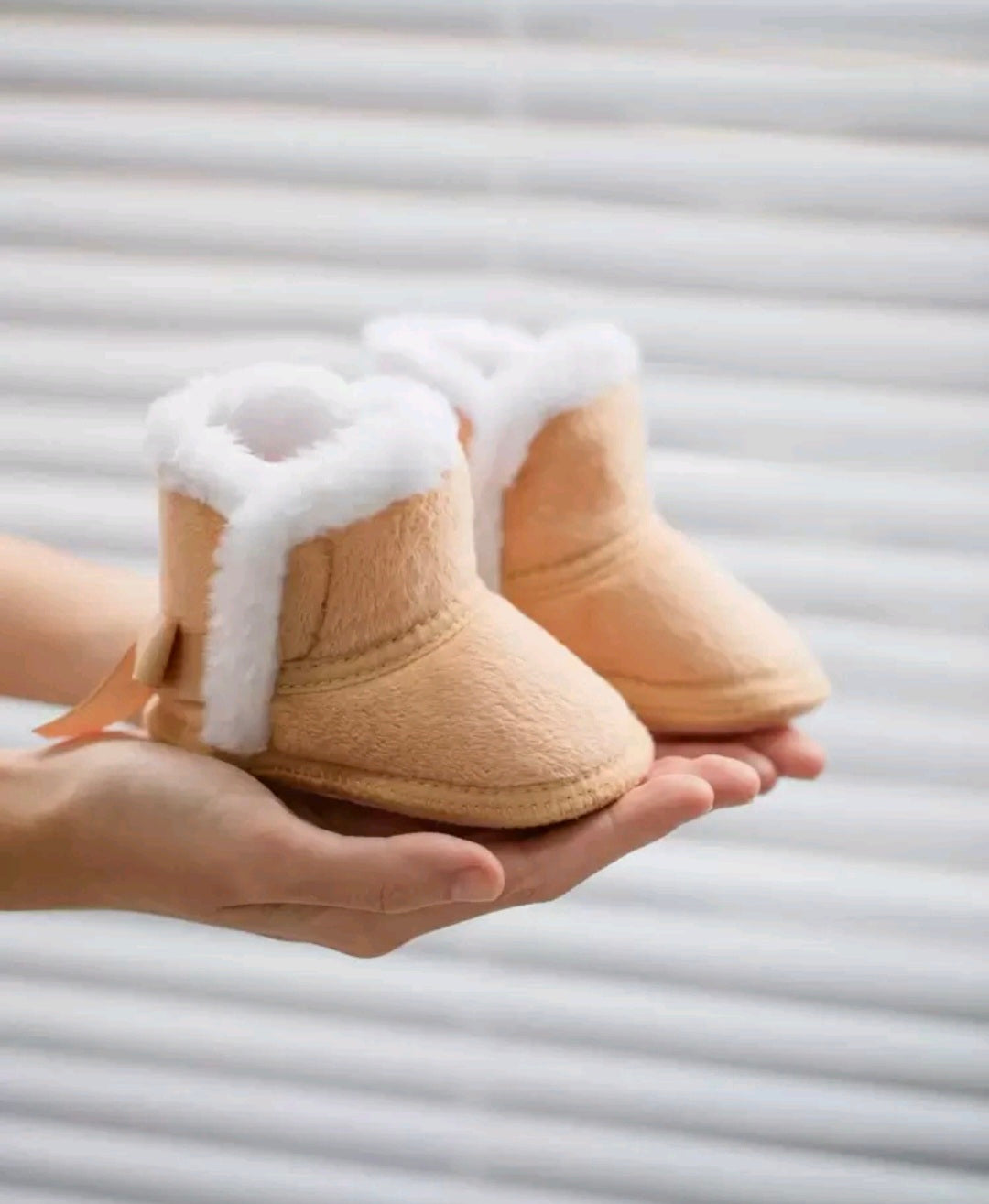 Warm Beige Boots with Bow