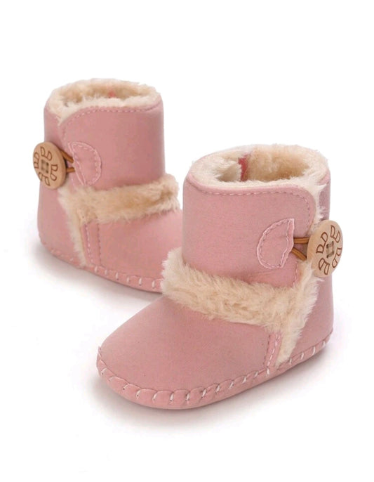 Warm Pink Boots with Button