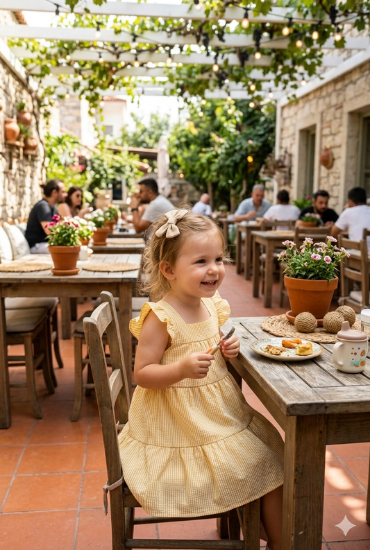 Yellow Dress with White Stripes - 1-5Y