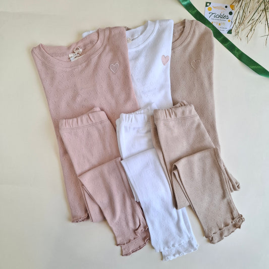 Pyjamas - Beige/White/Pink - 1-6Y