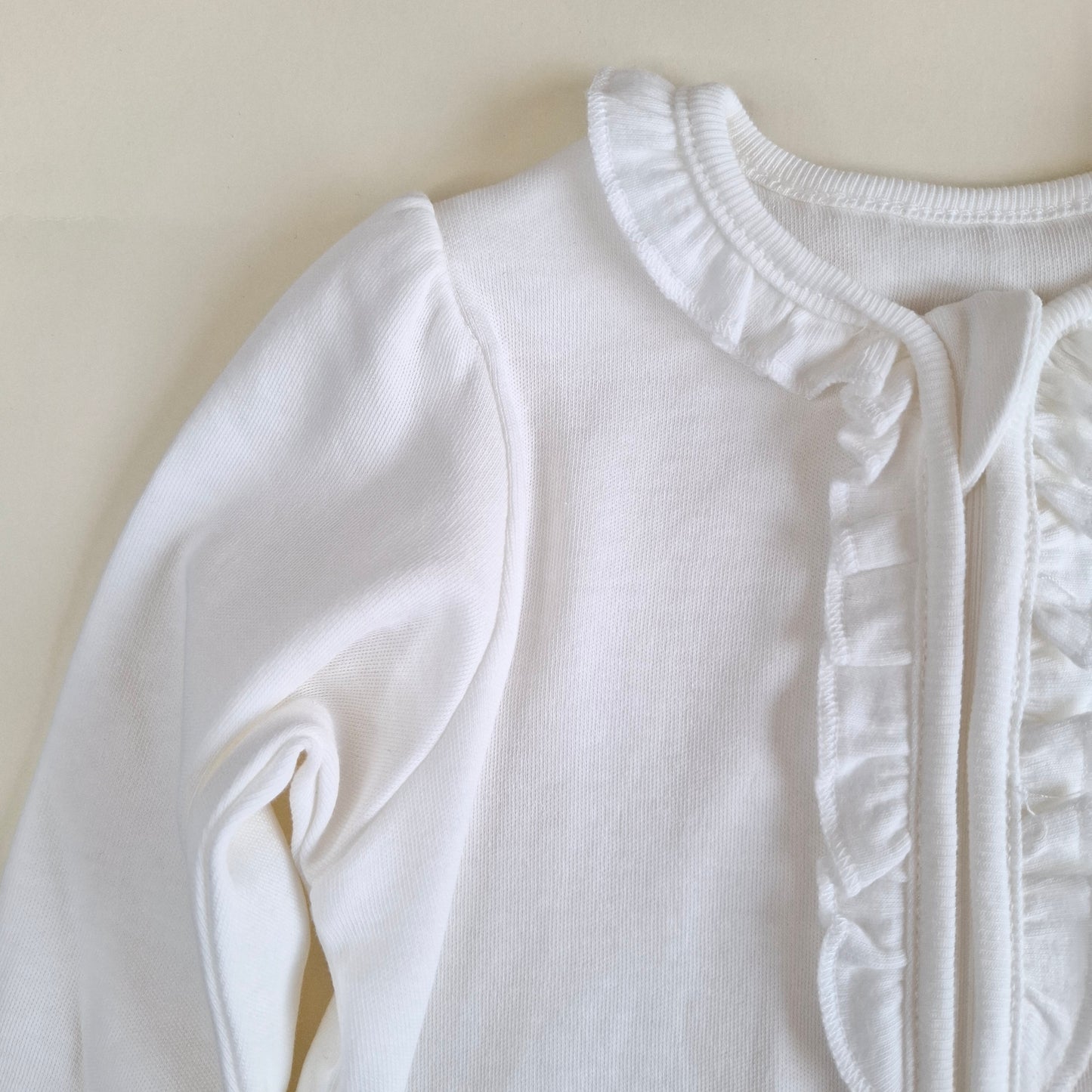 Zippered Romper Ribbon -White- 100% Organic Cotton - 3-24M