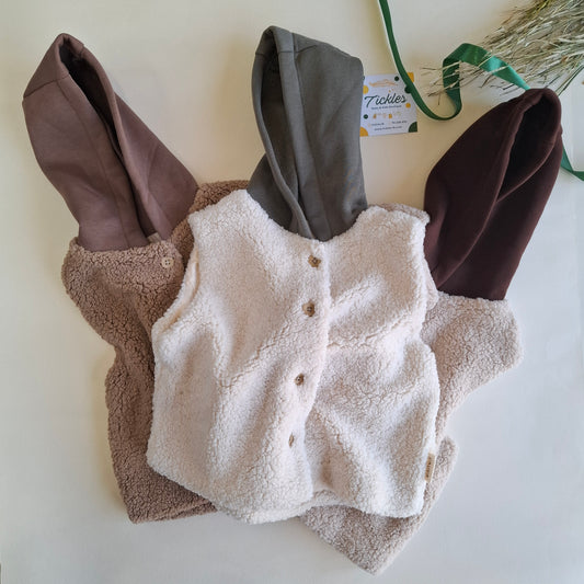 Shepherd Vest - Olive Green/Beige/Brown unisex- 9M-4Y