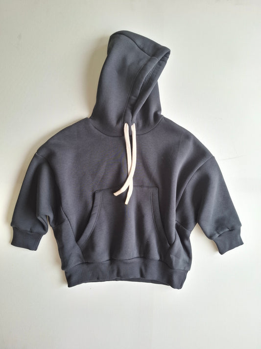 Fleeced Hoodie - Anthracite/Purple - 1-6Y