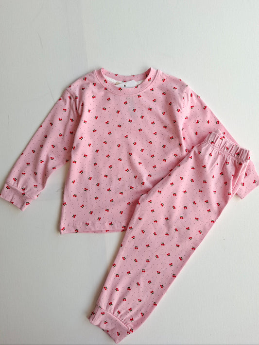 Soft Cotton Long Sleave Pyjamas - Cherries/Butterflies/Flowers - 9M-4Y