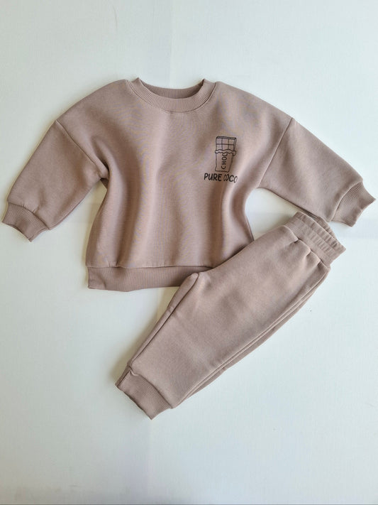 Pure Cocoa Fleeced Set - 9M-4Y
