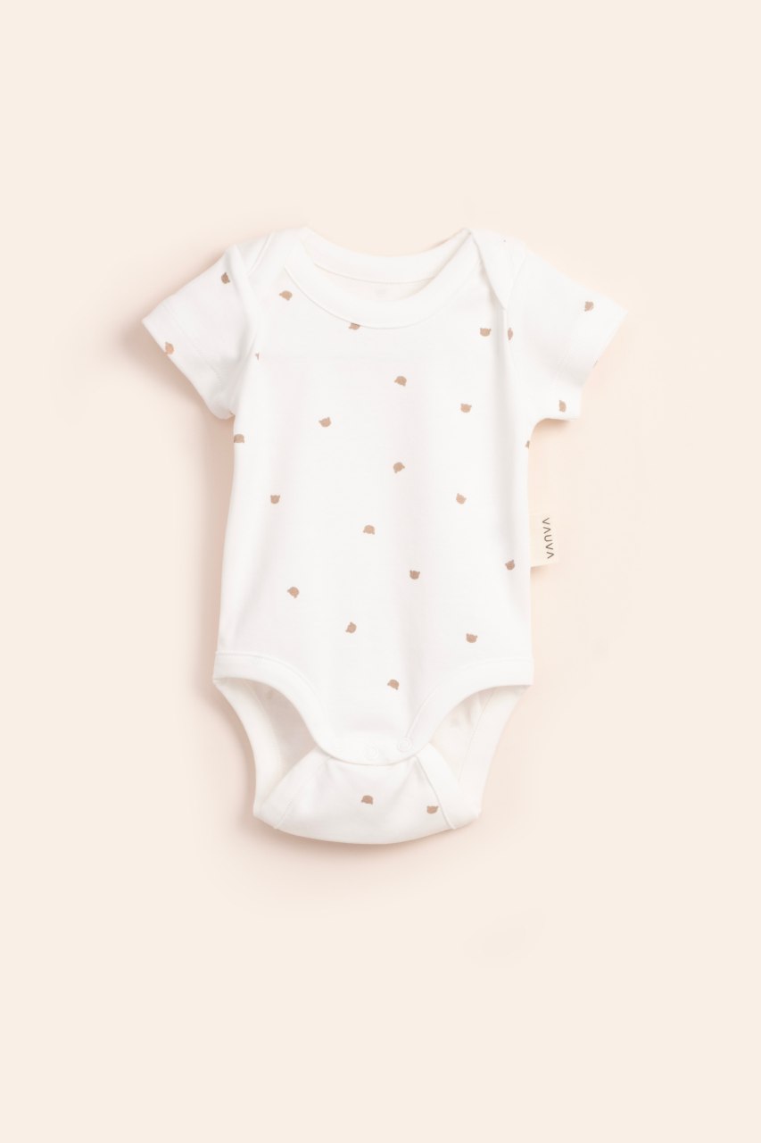 Organic Cotton Bear Prints Baby Bodysuits – Set of 2