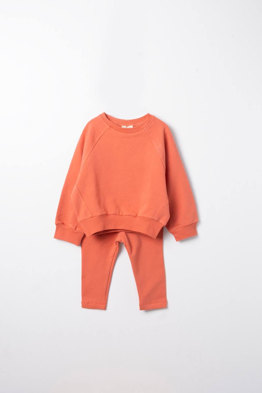 Snuggly Sweater & Legging Fleeced Set - Orange/Pink - 1-6Y