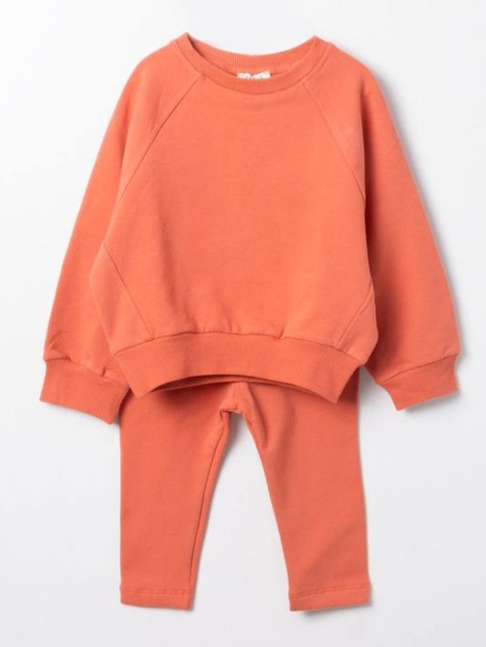 Snuggly Sweater & Legging Fleeced Set - Orange/Pink - 1-6Y