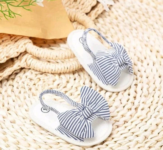 Flat Navy Striped Sandals
