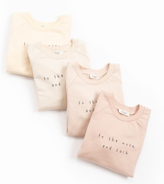 Sweater "To the Moon and Back" - Pink/Butter Yellow - 2-8Y