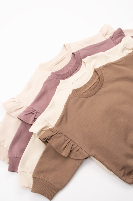 Ruffled Sweater in Muted Tones - Beige/Brown/Purple - 9M-4Y