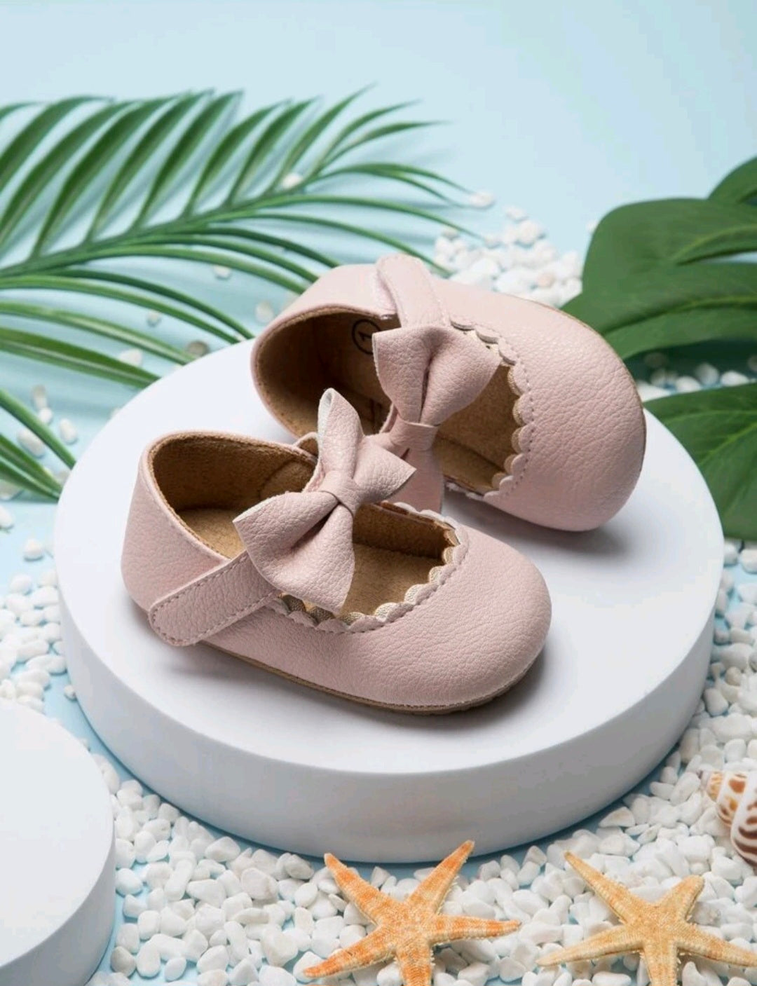 Pink Bow Leather Ballerina