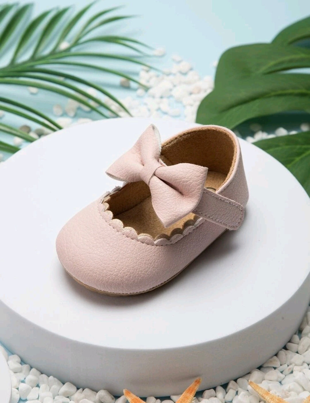 Pink Bow Leather Ballerina