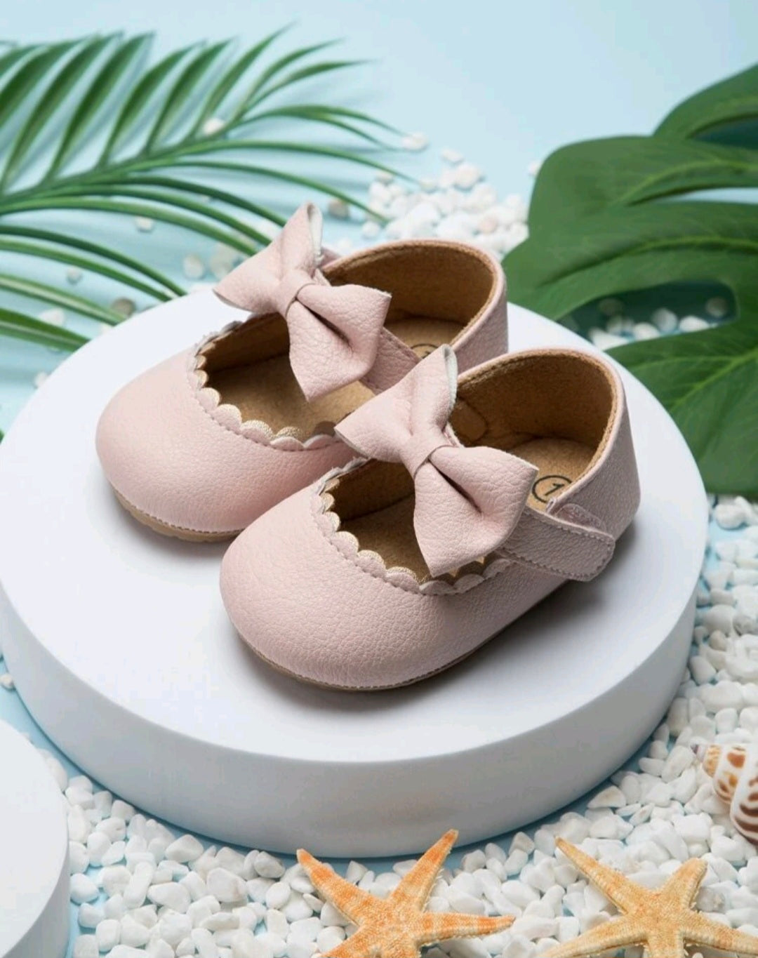 Pink Bow Leather Ballerina