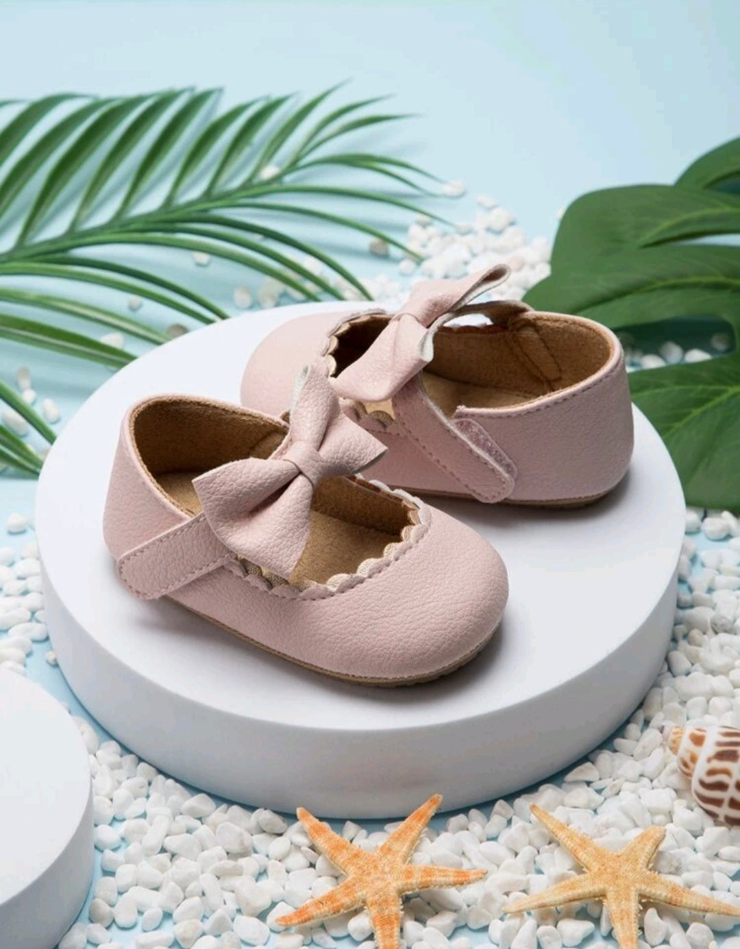 Pink Bow Leather Ballerina