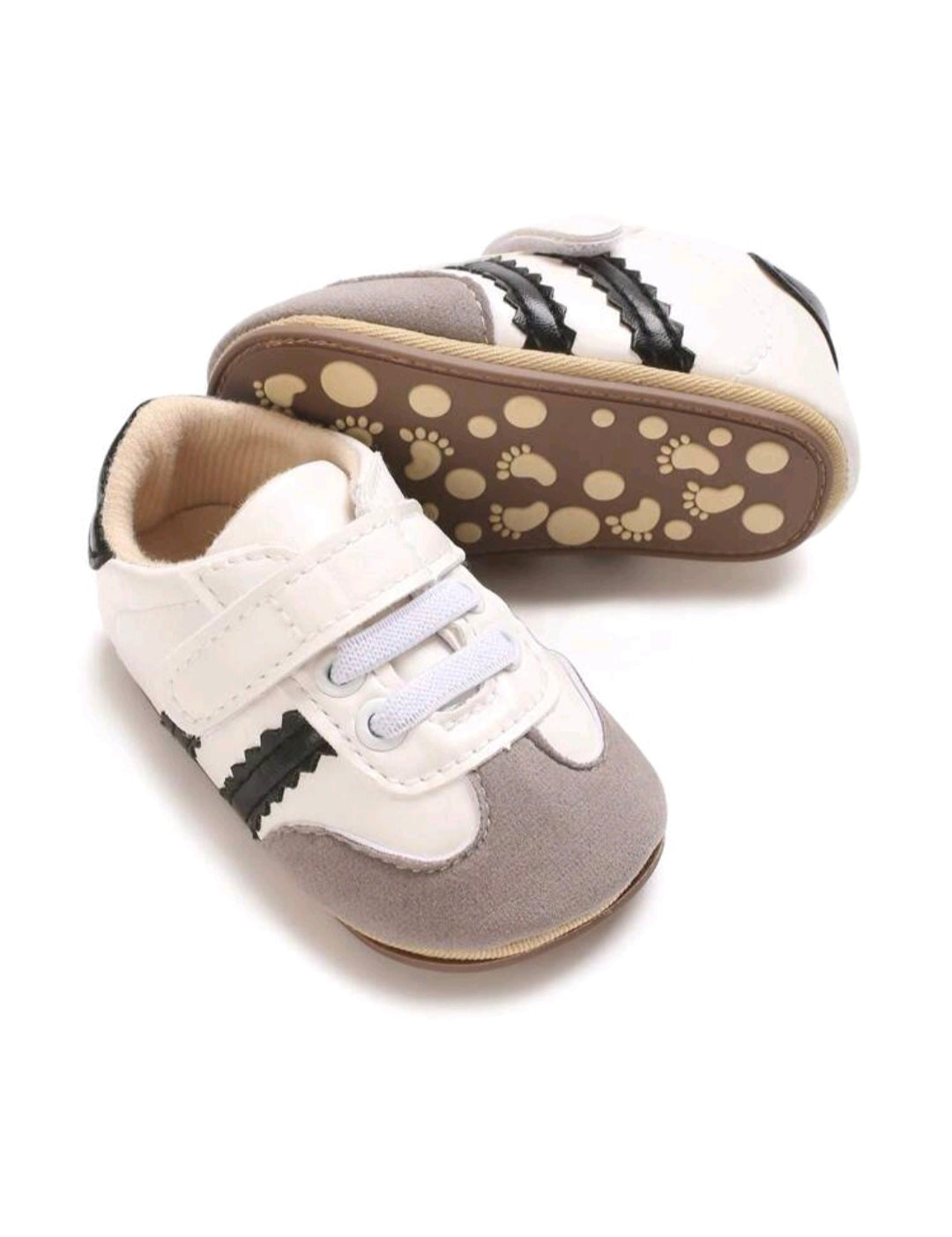 White Sneakers with Black Stripes
