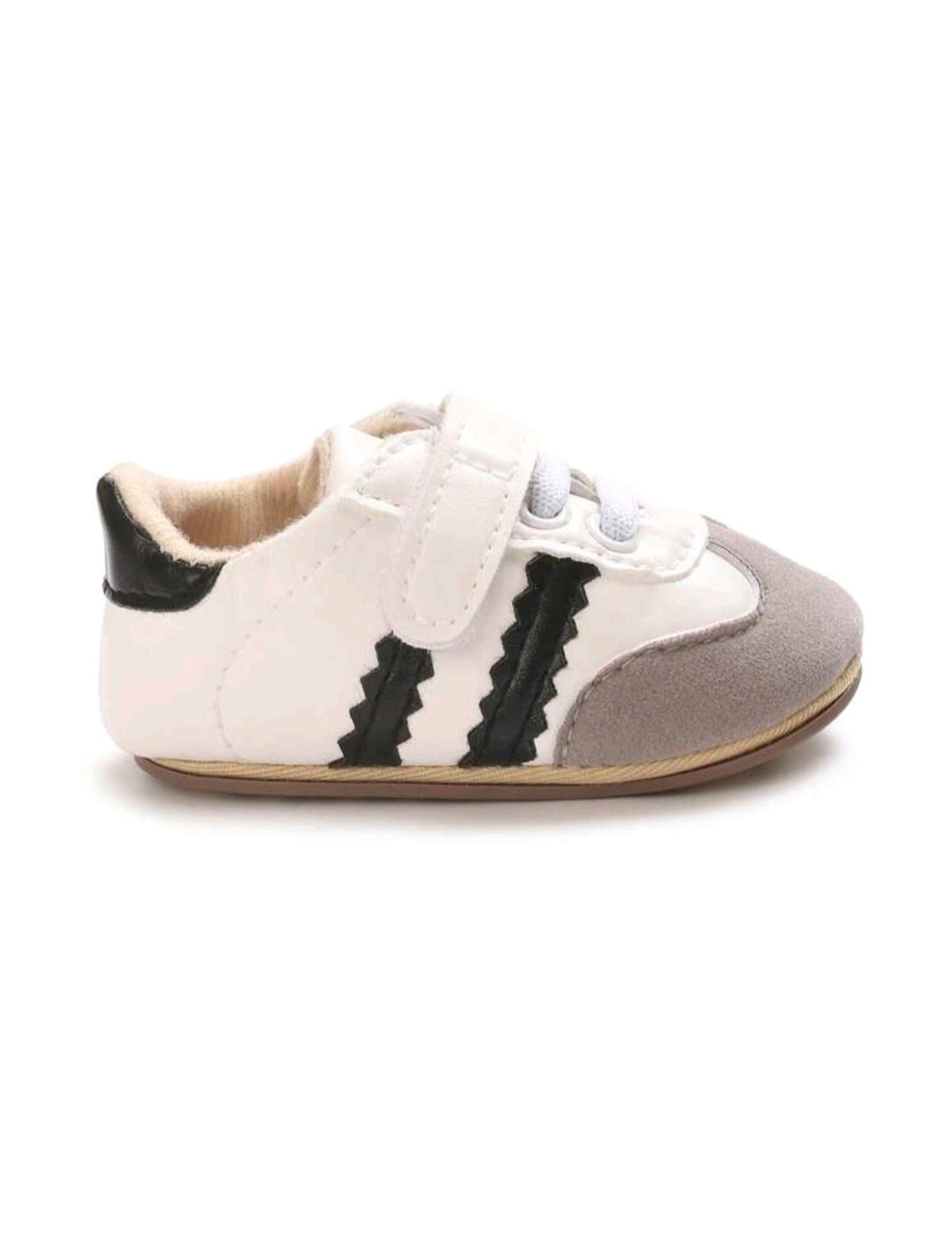 White Sneakers with Black Stripes
