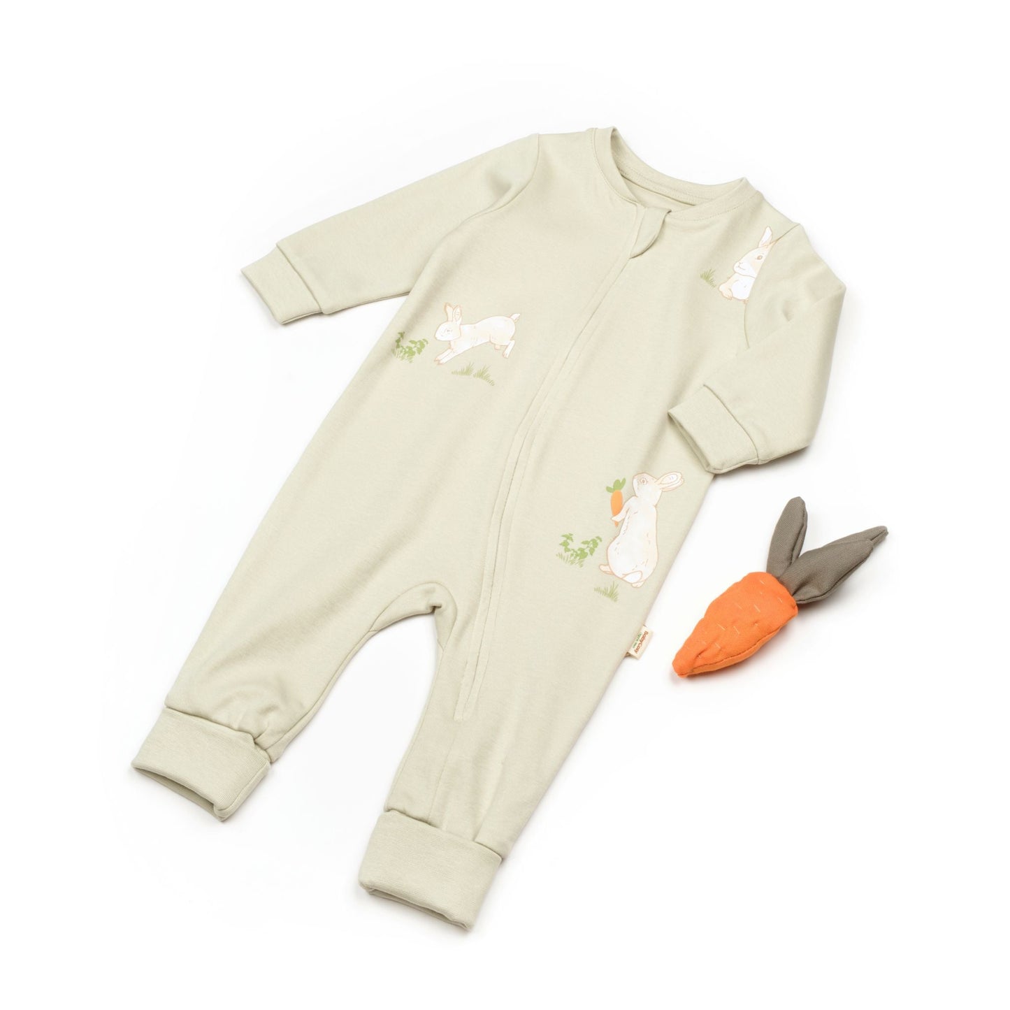 Zippered Romper Bunny - Soft Green - 3-24M