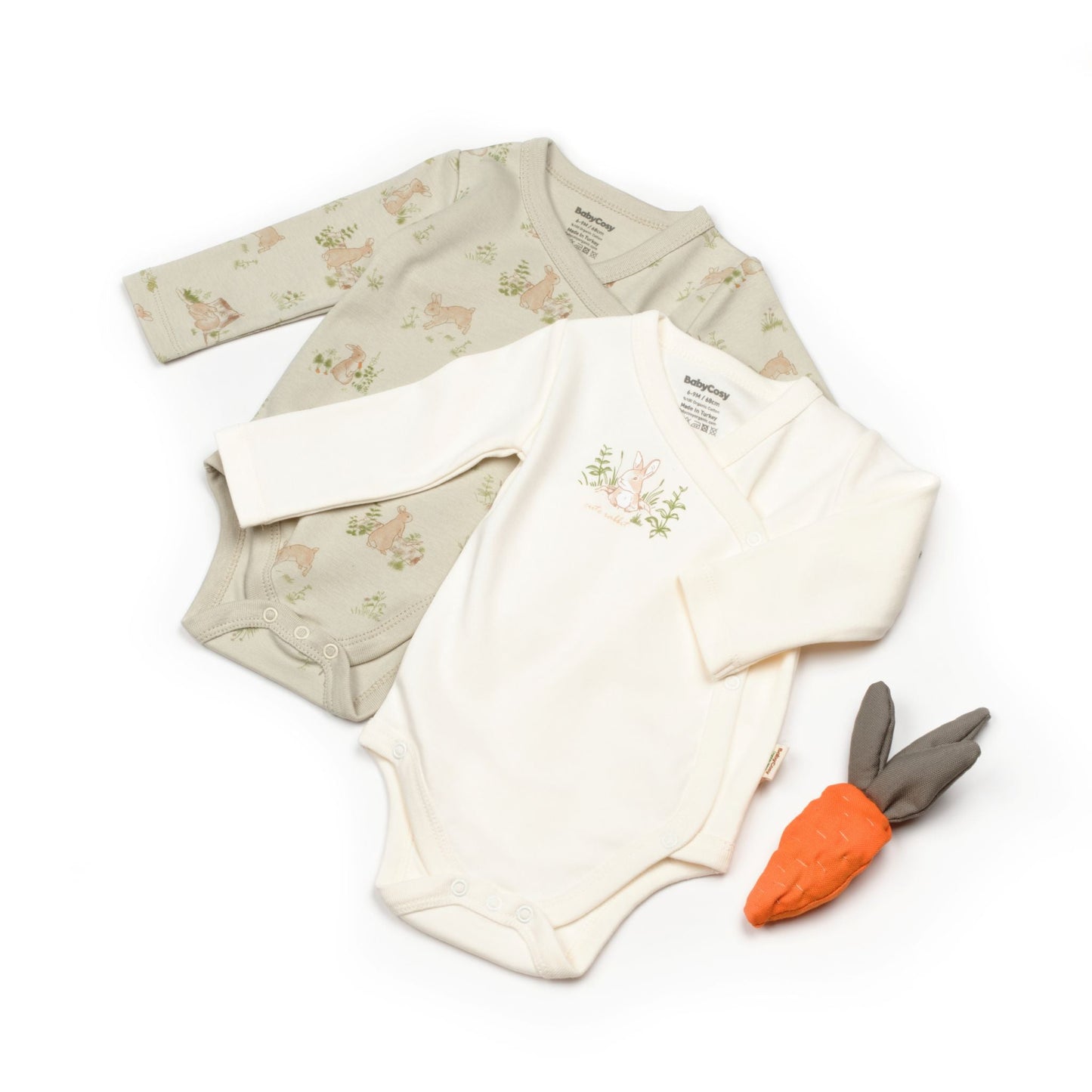 2 PCS Double Breasted Body Bunny - 100% Organic Cotton - 0-9M