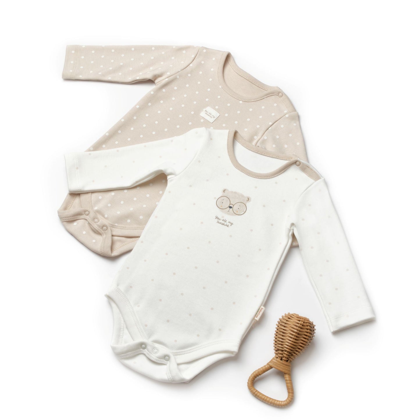2 PCS Long Sleeve Body Bear - 100% Organic Cotton - 0-24M