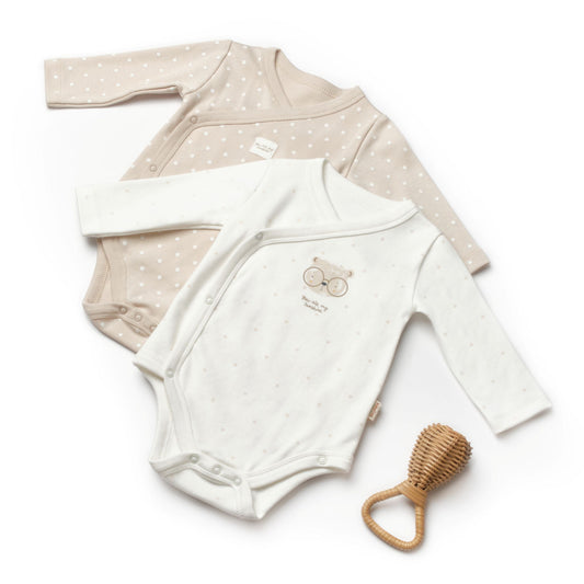 2 PCS Double Breasted Body Bear - 100% Organic Cotton - 0-9M