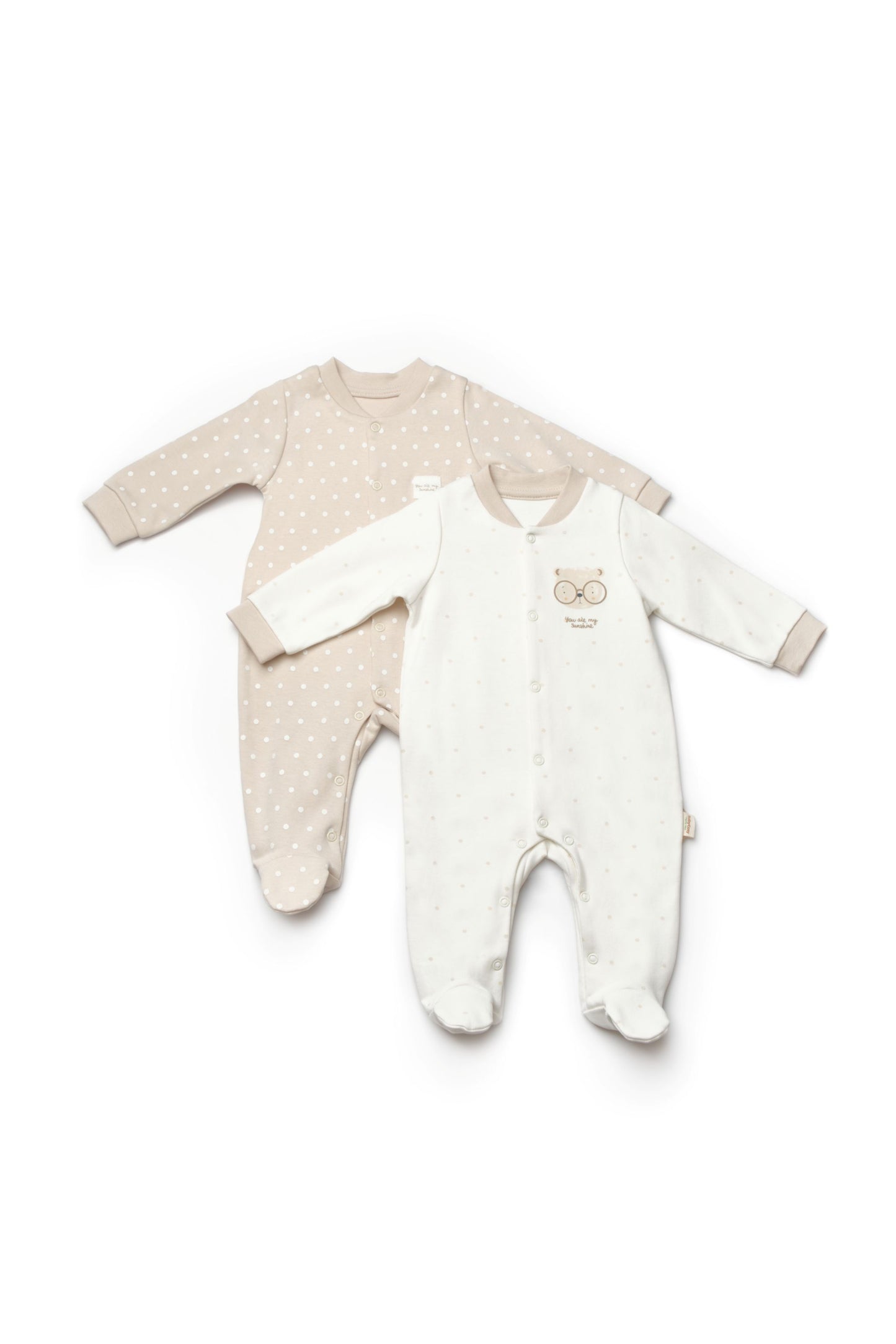 2 Pcs Footed Rompers - 100% Organic Cotton