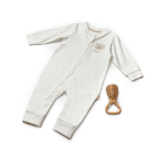 Zippered Romper Bear - 100% Organic Cotton - 3-24M