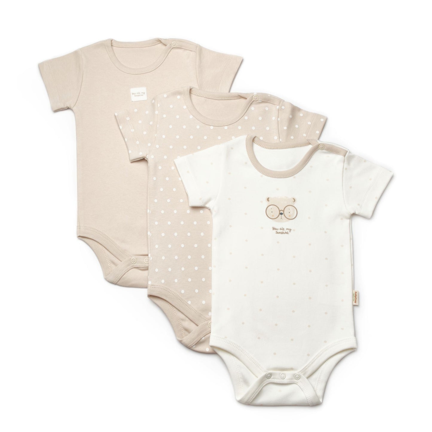 3 PCS Short Sleeve Body Bear - 100% Organic Cotton - 9-24M