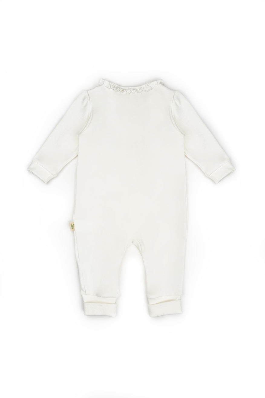 Zippered Romper - Ecru-Powder - 100% Organic Cotton