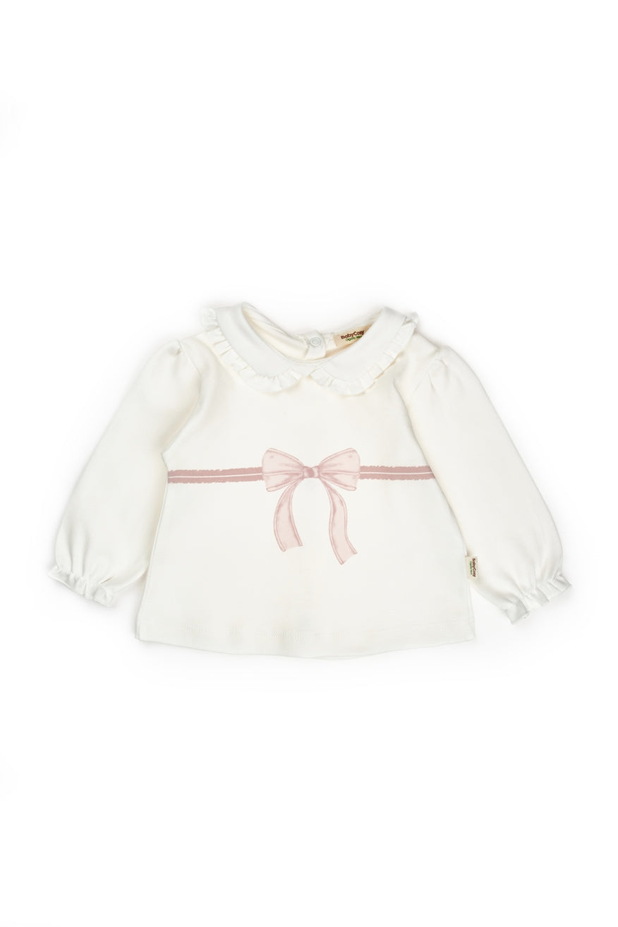 Sweatshirt & Pants Ribbon Set - Pink-Powder - 100% Organic Cotton - 3-24M