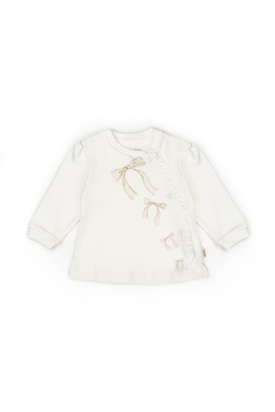 Sweatshirt & Pants Ribbon Set - Ecru-Stone - 100% Organic Cotton - 3-24M