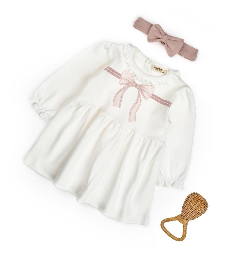Dress with Headband Ribbon - Pink-Powder - 3-24M
