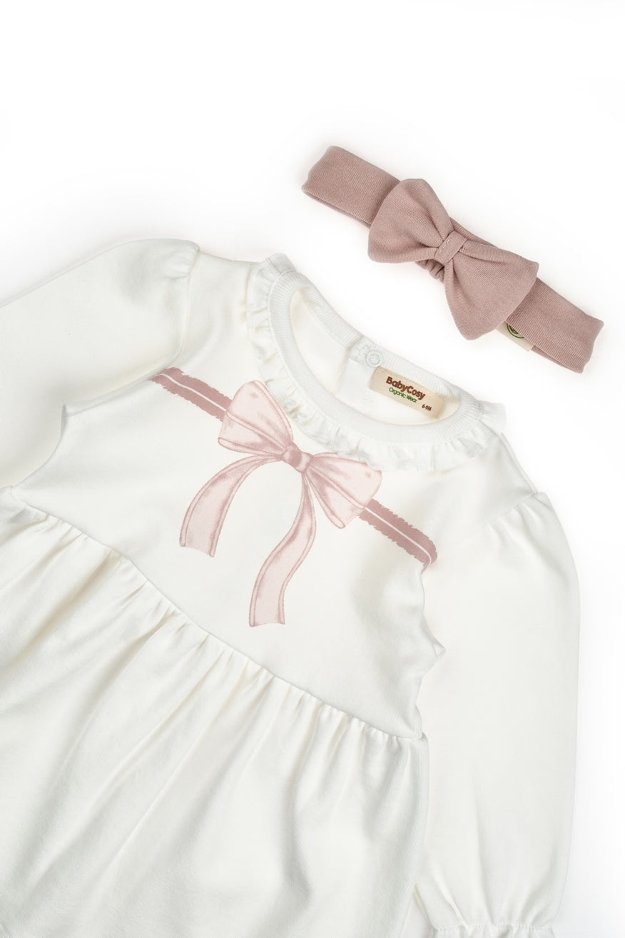 Dress with Headband Ribbon - Pink-Powder - 3-24M