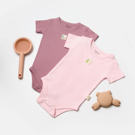 2 PCS Short Sleeve Body - Purple/Pink - 3-24M