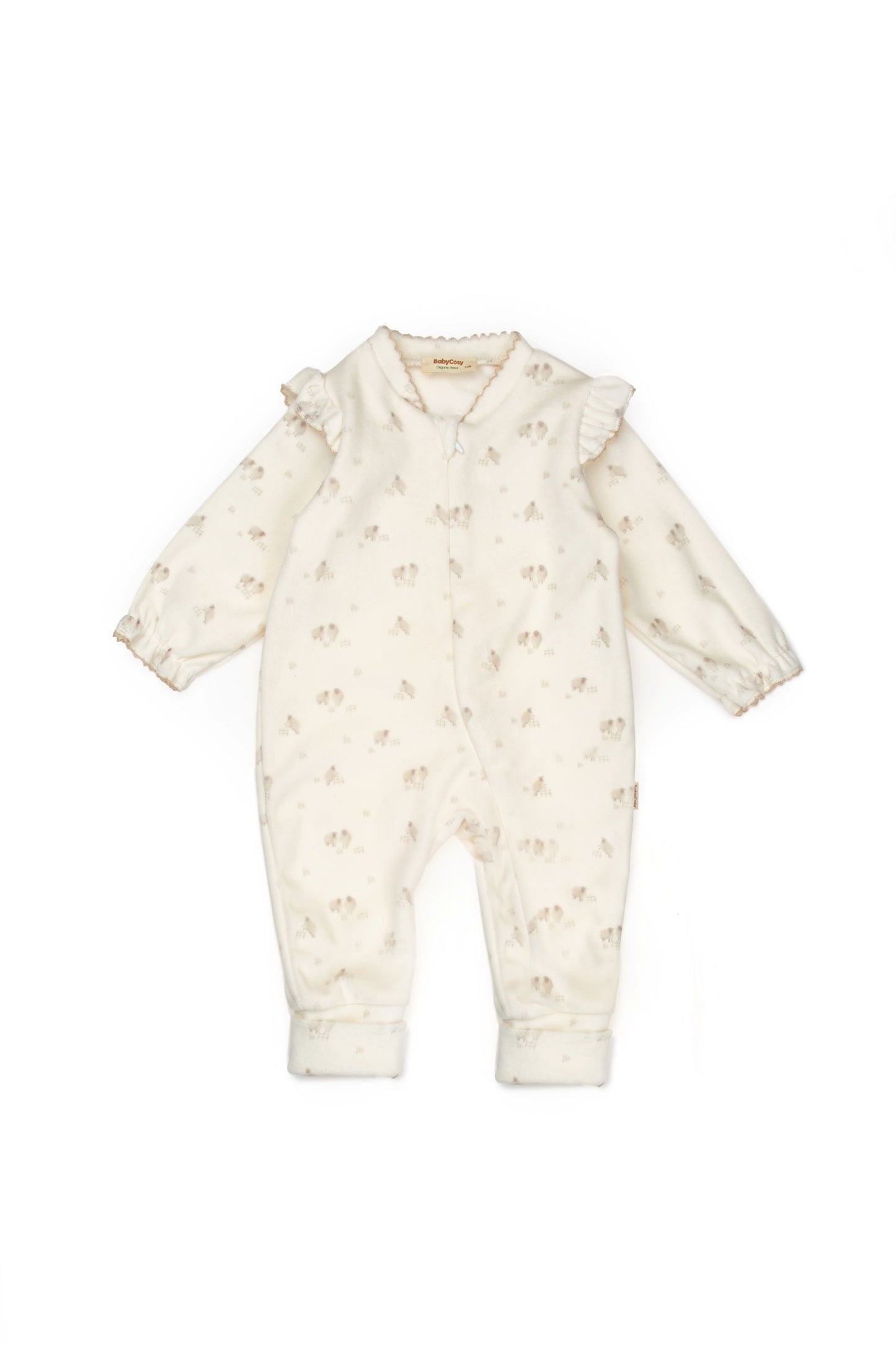 Zippered Romper - off-white - 100% Organic Cotton Velvet - 3-24M