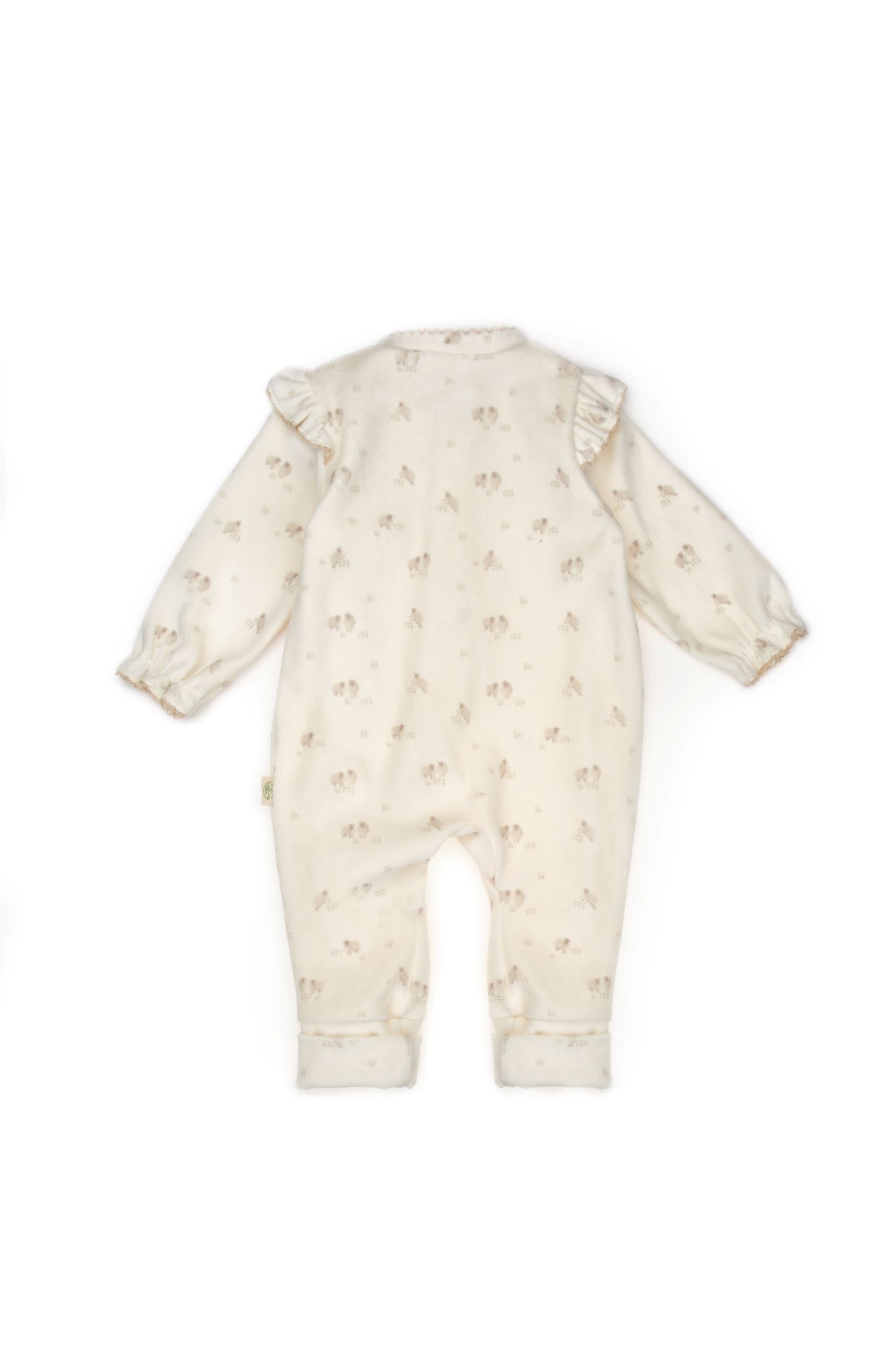 Zippered Romper - off-white - 100% Organic Cotton Velvet - 3-24M