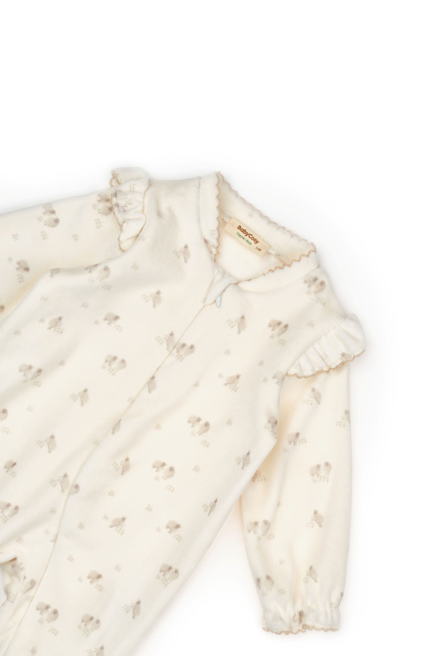 Zippered Romper - off-white - 100% Organic Cotton Velvet - 3-24M