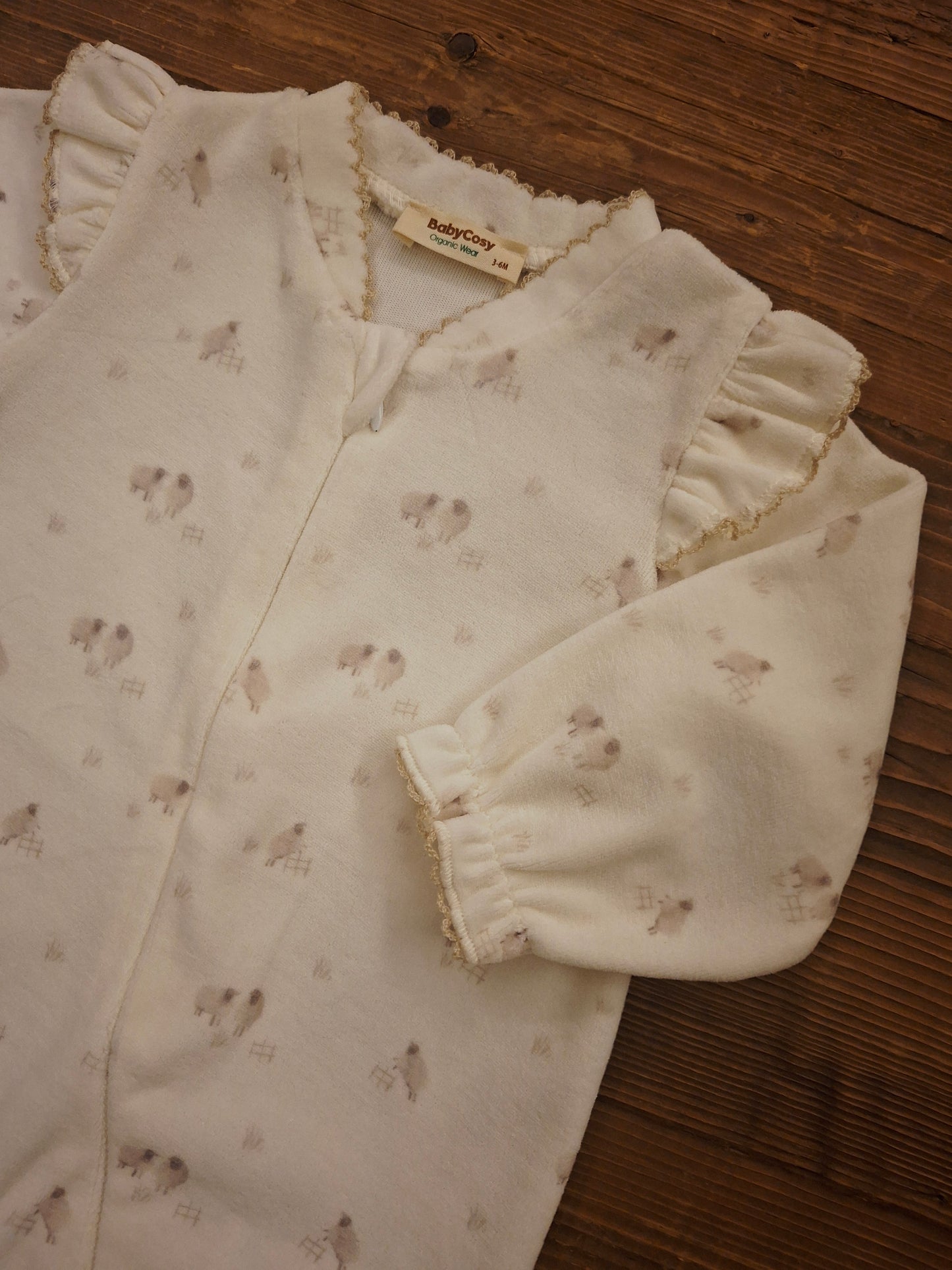 Zippered Romper - off-white - 100% Organic Cotton Velvet - 3-24M