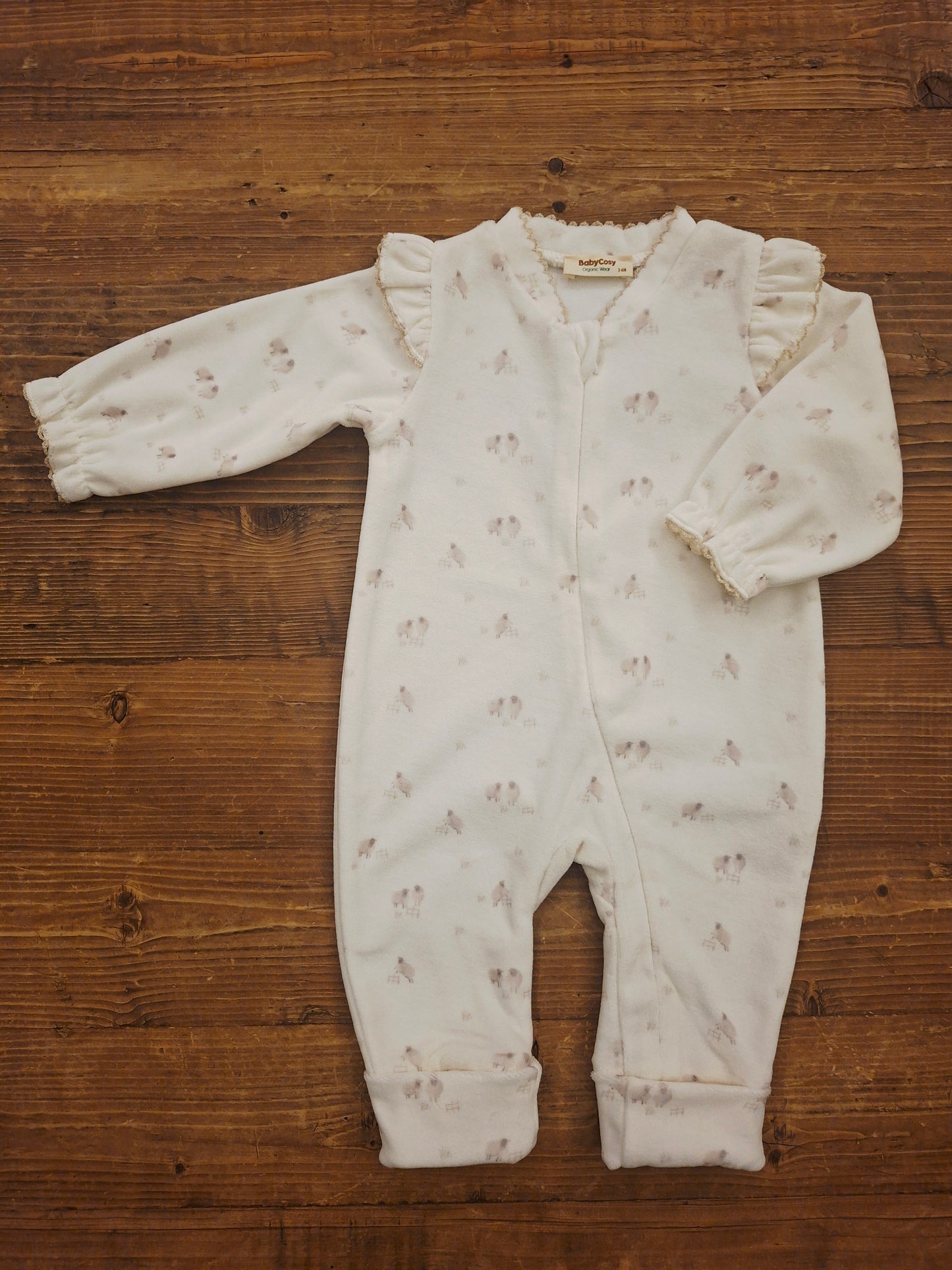 Zippered Romper - off-white - 100% Organic Cotton Velvet - 3-24M