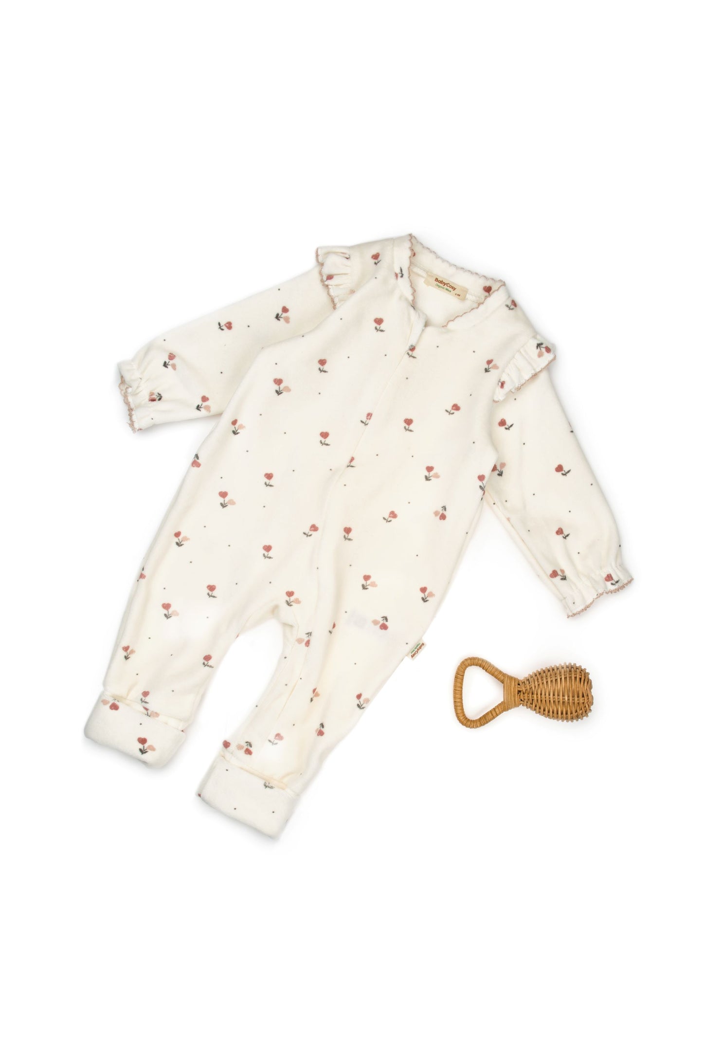 Zippered Romper - Ecru - 100% Organic Cotton Velvet